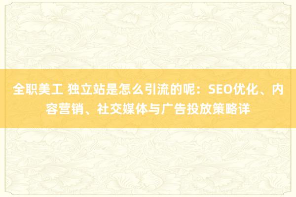 全职美工 独立站是怎么引流的呢：SEO优化、内容营销、社交媒体与广告投放策略详