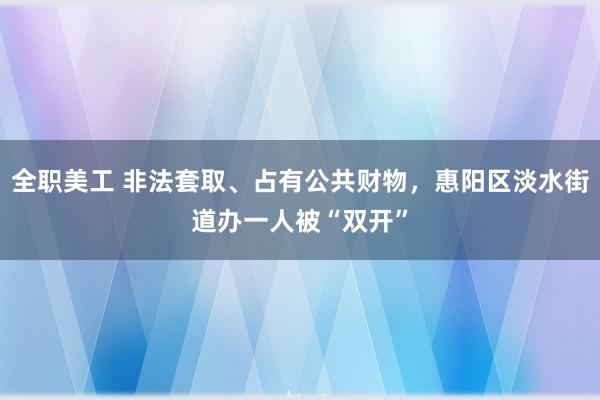 全职美工 非法套取、占有公共财物，惠阳区淡水街道办一人被“双开”