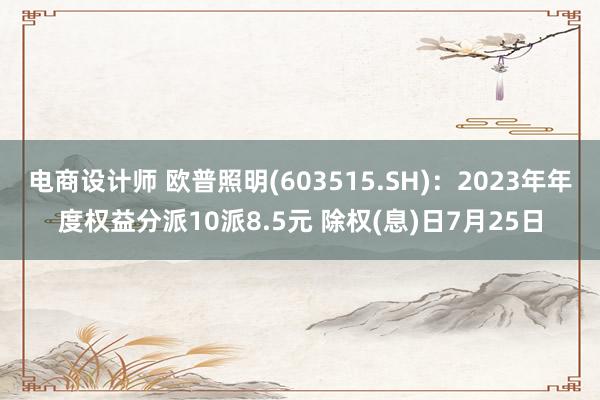 电商设计师 欧普照明(603515.SH)：2023年年度权益分派10派8.5元 除权(息)日7月25日