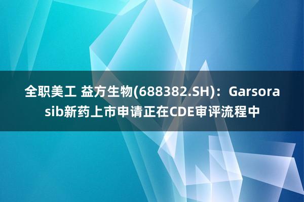 全职美工 益方生物(688382.SH)：Garsorasib新药上市申请正在CDE审评流程中