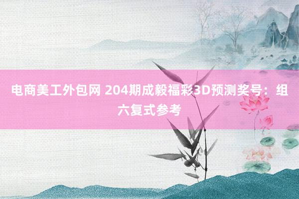 电商美工外包网 204期成毅福彩3D预测奖号：组六复式参考