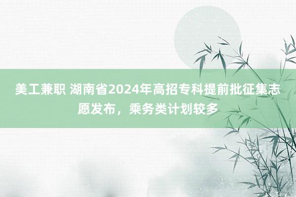 美工兼职 湖南省2024年高招专科提前批征集志愿发布，乘务类计划较多