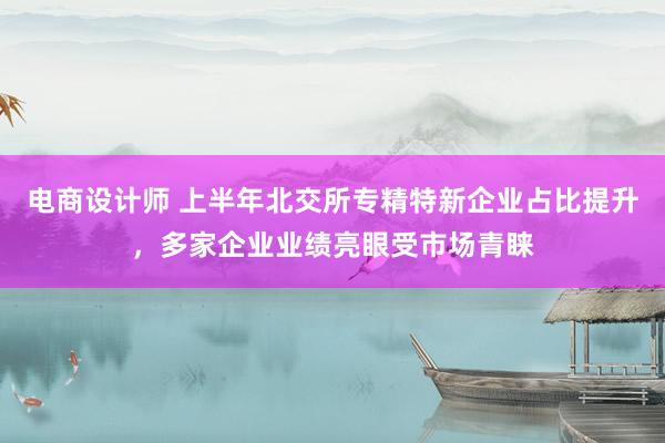 电商设计师 上半年北交所专精特新企业占比提升，多家企业业绩亮眼受市场青睐