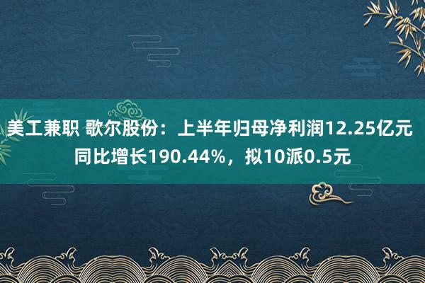 美工兼职 歌尔股份：上半年归母净利润12.25亿元 同比增长190.44%，拟10派0.5元